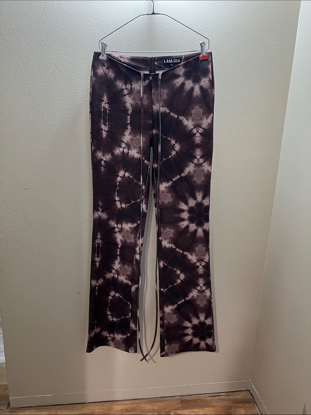 I.AM.GIA Brown Tie Dye Evie Pants Tie Waist Large‎